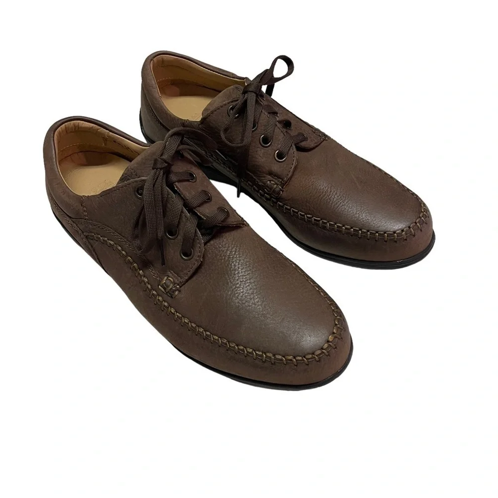 Neil M. Men's Size 8 Shoes Brown Black Leather Comfort Plain Toe USA Oxfords